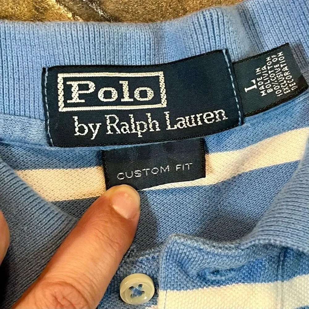 Polo By Ralph Lauren Striped Collared Polo Custom Fit Large